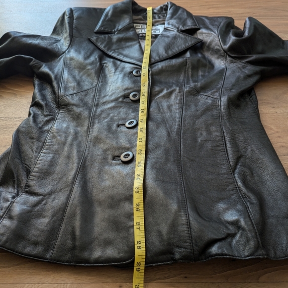 Wilsons Black Genuine Leather Blazer Jacket Size Medium - Picture 10 of 12